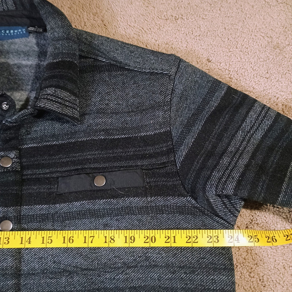 Iceburg Outerwear Heavy Lined Fleece Jacket Men's L Button Snaps and Stripes - Picture 7 of 9